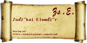 Zsákai Elemér névjegykártya